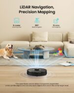 Vexilar Self-Emptying Robot Vacuum Cleaner with Mop, Laser Navigation, Up to 60 Days of Hands-Free Cleaning, 180 Mins Runtime, Strong 8000Pa Suction Robot Vacuum to Clean Floors, Carpets, and Pet Hair