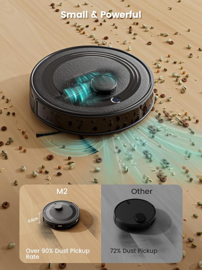 Lefant M2 Robot Vacuum Cleaner with Mop, Powerful 6000Pa Suction, dToF Laser Navigation, 2.4G/5G Wi-Fi, App/Alexa/Apple Watch Control, 140min Runtime, Ideal for Pet Hair, Carpets & Hard Floors