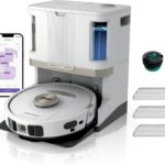 Shark PowerDetect Robot Vacuum and Mop with 60-Day Self-emptying and Cleaning Base - 3D LiDAR Navigation - Wi-Fi / App - 3 Anti-microb Pads, 1 Odour Cartridge and 2 Brushes Incl. - White