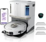 Shark PowerDetect Robot Vacuum and Mop with 60-Day Self-emptying and Cleaning Base - 3D LiDAR Navigation - Wi-Fi / App - 3 Anti-microb Pads, 1 Odour Cartridge and 2 Brushes Incl. - White