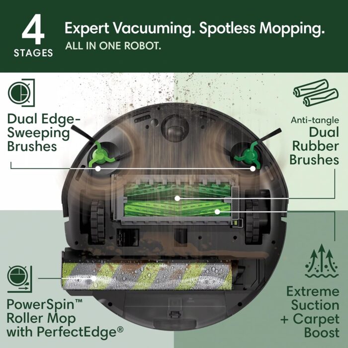 iRobot Roomba Max 705 Combo Robot Vacuum & Mop + AutoWash Dock – Extending self-cleaning Roller Mop, Retractable Cover, Dual Brushes, Self-empties, Heat-Washes & Dries, Avoids Obstacles, LiDAR