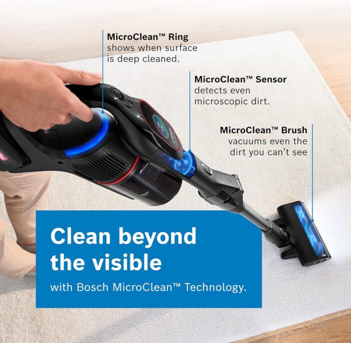 Bosch Unlimited 10 BCS1051GB Cordless Vacuum Cleaner with 100-Minute Runtime, Innovative MicroClean Technology, Including Sensor and TFT Display, Black