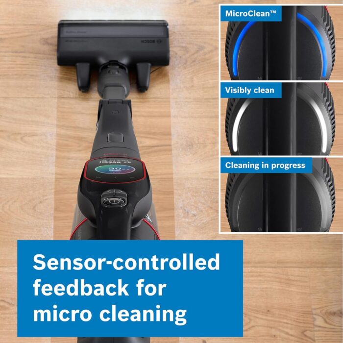 Bosch Unlimited 10 BCS1051GB Cordless Vacuum Cleaner with 100-Minute Runtime, Innovative MicroClean Technology, Including Sensor and TFT Display, Black