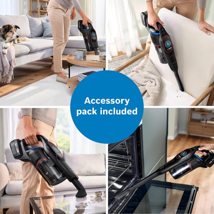 Bosch Unlimited 10 BCS1051GB Cordless Vacuum Cleaner with 100-Minute Runtime, Innovative MicroClean Technology, Including Sensor and TFT Display, Black