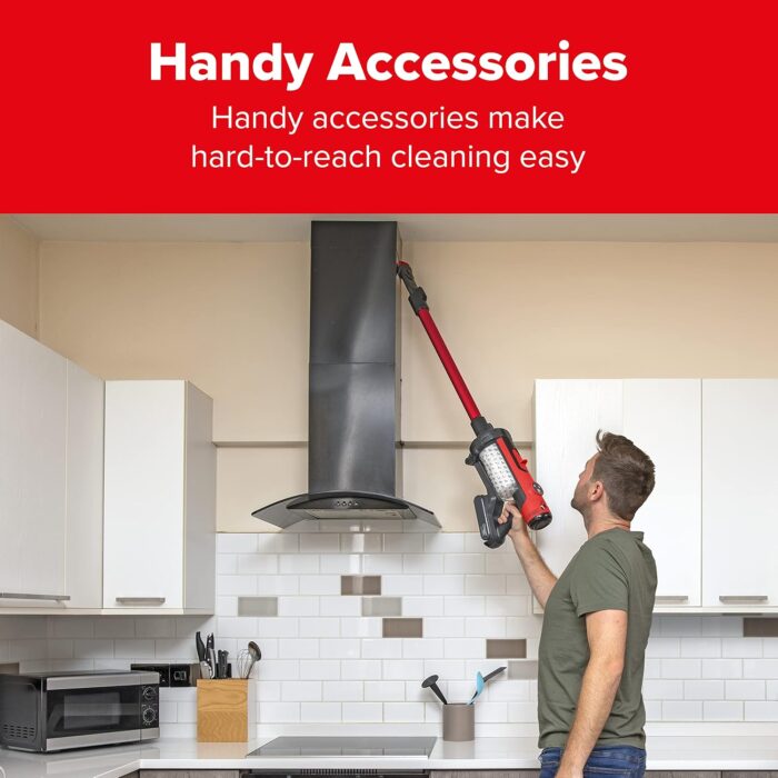 Henry Quick Cordless Stick Vacuum Cleaner, HEN.100, Up to 60 Mins Runtime, Dust-free Emptying, Powerful Cleaning, Interchangeable Battery, Lightweight, Red