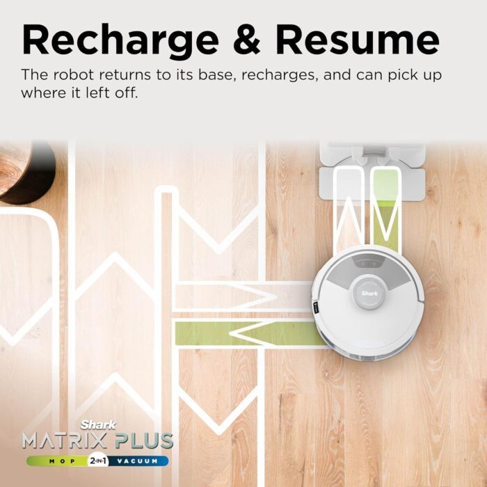 Shark Matrix Plus 2-in-1 Robot Vacuum and Mop with Self-charging Base - Deep-cleans Carpets, Hard Floors and Pet Hair - 3D LiDAR Navigation - Wi-Fi/App - 2 Pads and 2 Brushes incl. - Grey