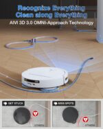 ECOVACS DEEBOT T50 PRO OMNI Robot Vacuum,Extend Side Brush and Mop, 15,000Pa, AIVI 3D 3.0, Auto Cleaning Solution Adding, 75℃ Hot Water Mop Washing, Hot Air-Drying, Ultra-thin 81mm, White