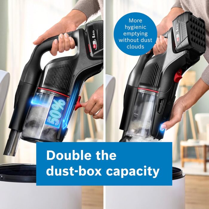 Bosch Unlimited 10 BCS1051GB Cordless Vacuum Cleaner with 100-Minute Runtime, Innovative MicroClean Technology, Including Sensor and TFT Display, Black