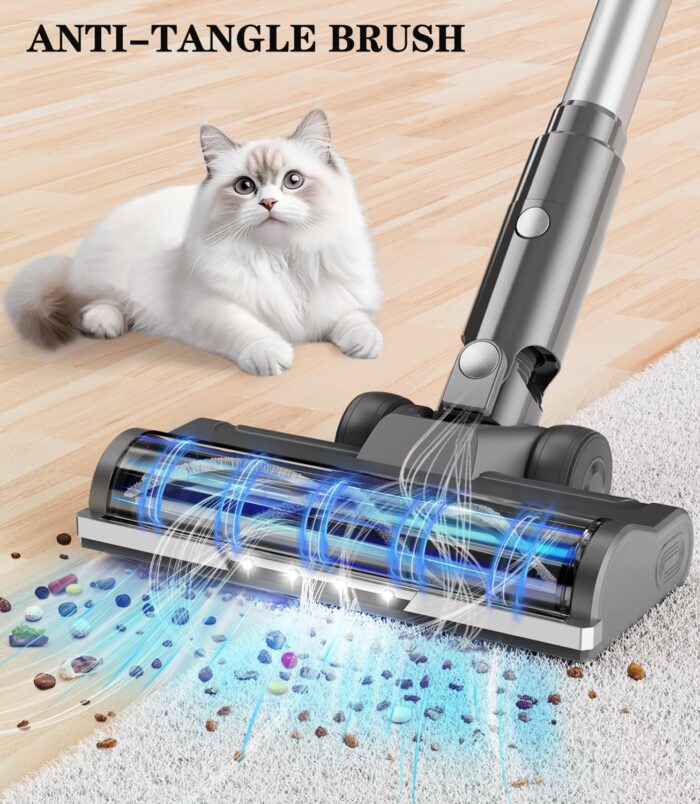 Cordless Vacuum Cleaner Stick Vacuums - Powerful Lightweight Electric Brooms Upright Handheld Wireless Bagless Battery Rechargeable Cleaners Anti Hair Wrap for Pet Stair Carpet Car Home