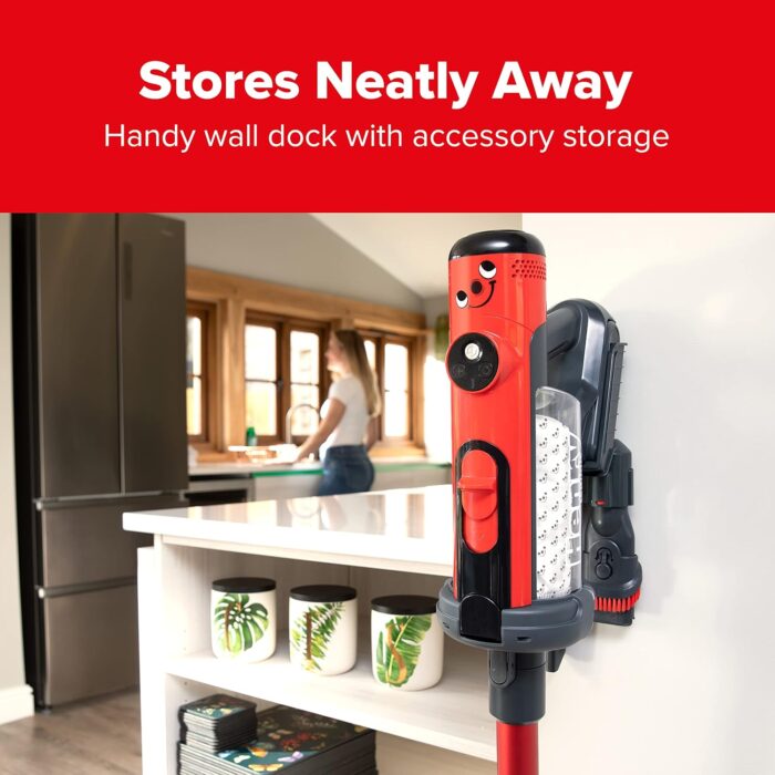 Henry Quick Cordless Stick Vacuum Cleaner, HEN.100, Up to 60 Mins Runtime, Dust-free Emptying, Powerful Cleaning, Interchangeable Battery, Lightweight, Red