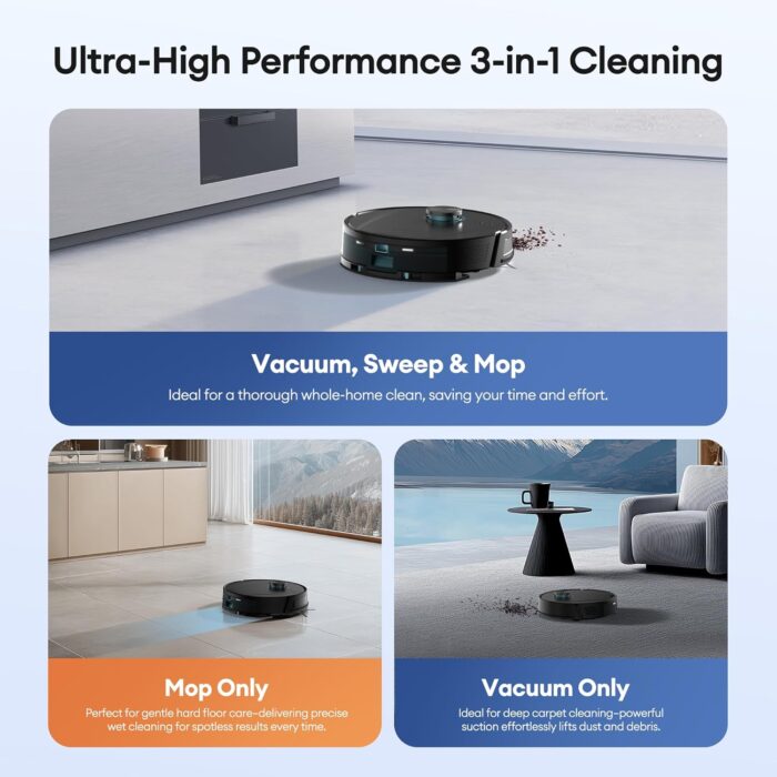 Ultenic T20 Pro Self Emptying Robot Vacuum Cleaner with Mop 8000Pa, 180 Mins Runtime, LiDAR Navigation, Up to 10 Weeks of Hands Free Cleaning Robot Vacuum for Pet Hair, Carpet, All Floors