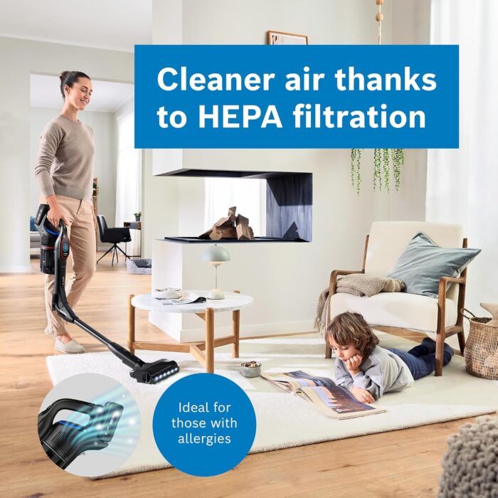 Bosch Unlimited 10 BCS1051GB Cordless Vacuum Cleaner with 100-Minute Runtime, Innovative MicroClean Technology, Including Sensor and TFT Display, Black