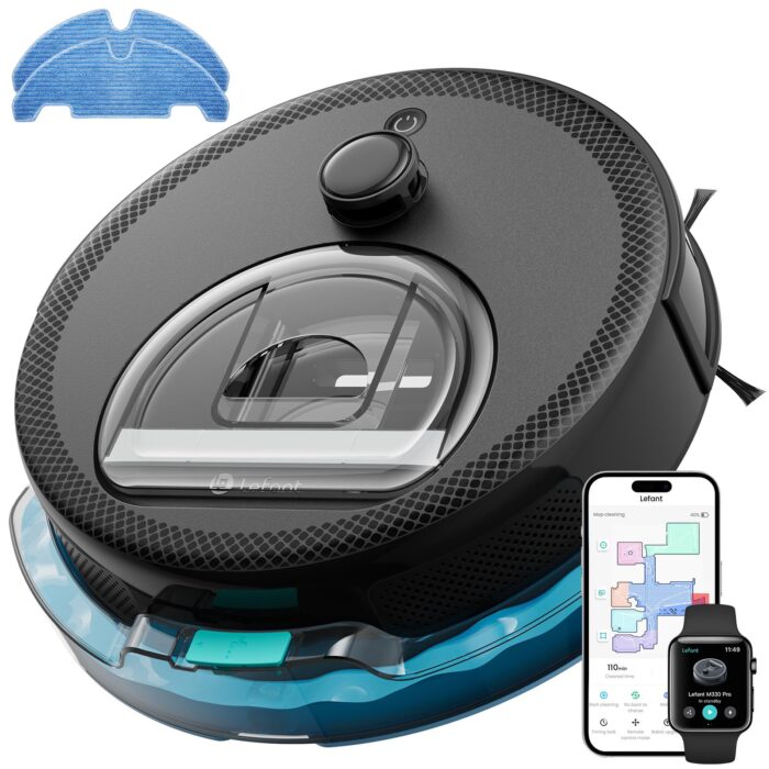 Lefant M3 Robot Vacuum Cleaner with Mop, Self-Emptying All-in-One Station, 12,000Pa Suction, dToF Laser Navigation, Dual-Spin Mops, 45°C Hot Water Auto-Wash & Air-Dry, Works on WiFi 2.4G & 5G
