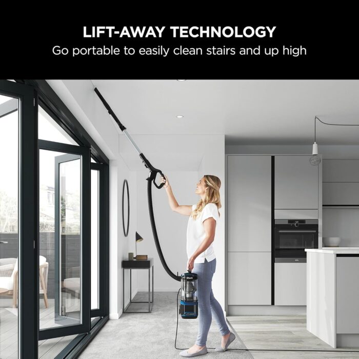 Shark Corded Upright Vacuum Cleaner 1.1L with Lift-Away Technology, LED Headlights, Anti-Allergen, 8m Cord, 750W, Crevice, Multi-Surface Tools, Blue/Black, NV602UK, 40/16B-D