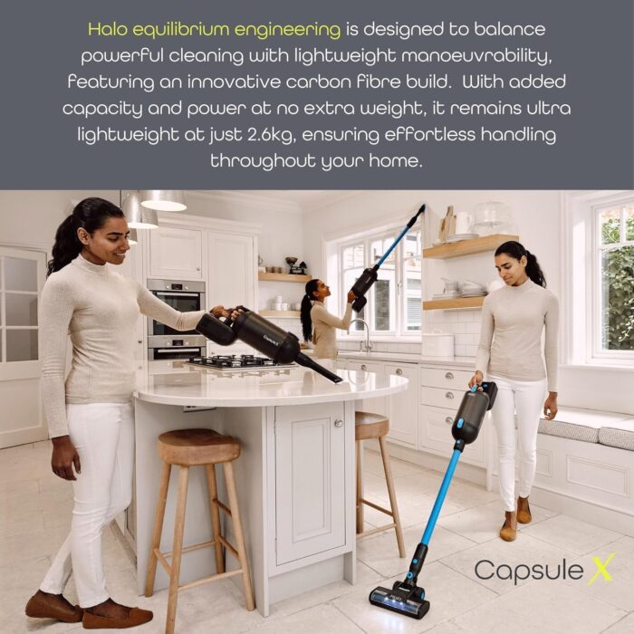 Halo Capsule X Pets Cordless Vacuum Cleaner | Best Buy Which? 2025 & Good Housekeeping 2025| Mini Power Brush, Hard Floor Roller, 10 Bags & Wall Dock | 60 Mins Run | 2.0 Litre Capacity & HEPA Filter