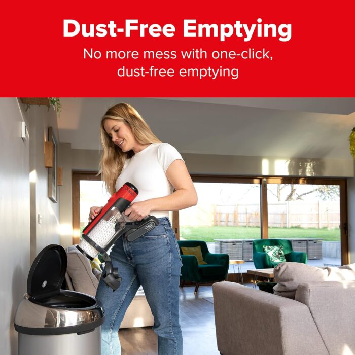 Henry Quick Cordless Stick Vacuum Cleaner, HEN.100, Up to 60 Mins Runtime, Dust-free Emptying, Powerful Cleaning, Interchangeable Battery, Lightweight, Red