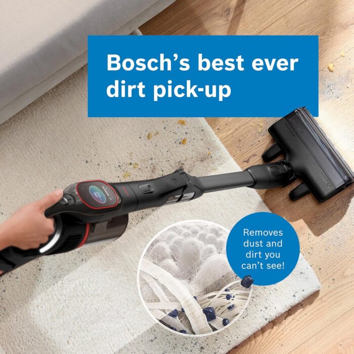 Bosch Unlimited 10 BCS1051GB Cordless Vacuum Cleaner with 100-Minute Runtime, Innovative MicroClean Technology, Including Sensor and TFT Display, Black