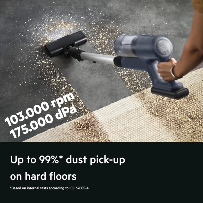 AEG 6000 Cordless Vacuum Cleaner AP61CB21DB, 103 000 RPM, Powerful Suction, Up to 99% Dust Pickup, 40 Min Runtime, Multi-Surface Nozzle, Detachable Handheld Unit