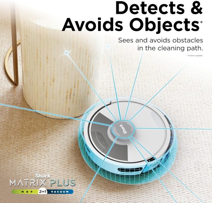 Shark Matrix Plus 2-in-1 Robot Vacuum and Mop with Self-charging Base - Deep-cleans Carpets, Hard Floors and Pet Hair - 3D LiDAR Navigation - Wi-Fi/App - 2 Pads and 2 Brushes incl. - Grey