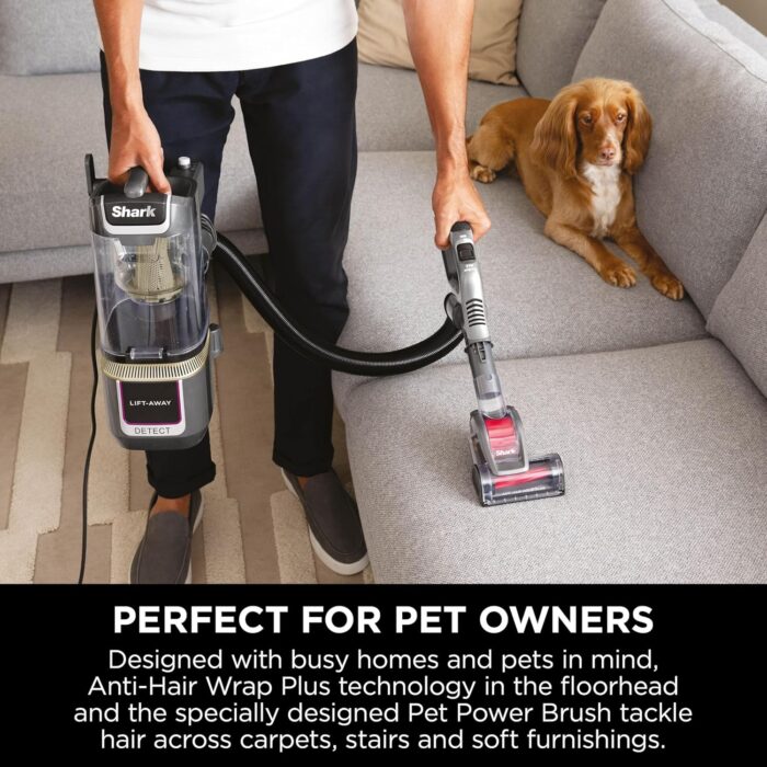 Shark Detect Corded Upright Vacuum Cleaner, Ultra-Powerful Pet Hair Pick-Up with Anti Hair Wrap Plus, DuoClean Detect & Direction Detect, Anti-Allergen, Lift-Away Technology with Pet Tool, LA450UKTBK